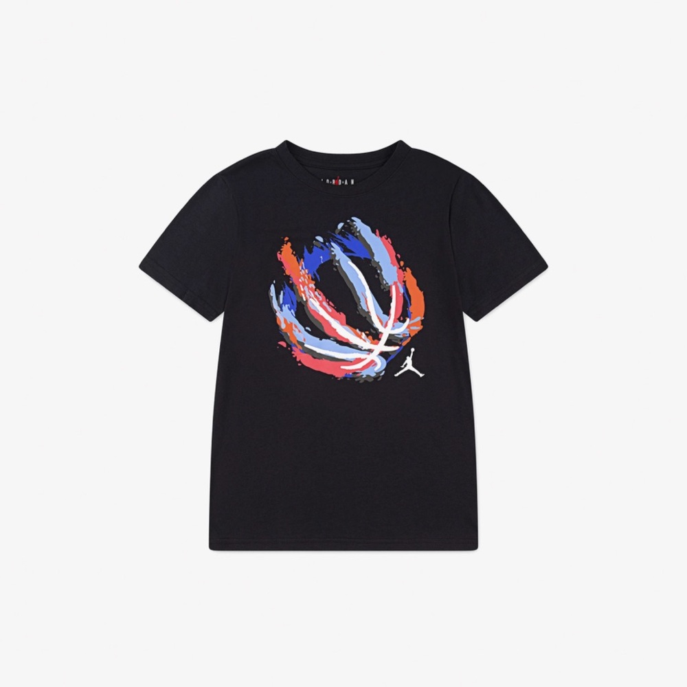 NWT Jordan Basketball Fire Kids Black Graphic T-Shirt